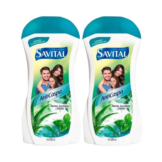 Yahve Savital Refreshing Shampoo Set - Mint & Herbal Inspired Formula - Family Size - 17.3 fl oz Each - Pack of 2