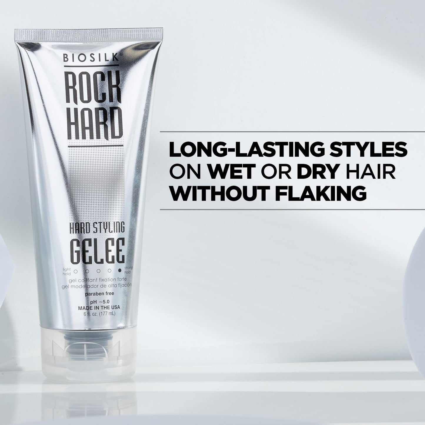 BioSilk Rock Hard Gel, Firm-Hold Hair Gel for Long-Lasting Styles, Shapes, Defines & Adds Shine, Sulfate-Free, Paraben-Free, Cruelty-Free, 6 Oz