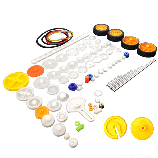 EUDAX 82 pcs Plastic Gear Package Kit DIY Gear Assortment accessories set for Toy Motor Car Robot Various Gear Axle Belt Bushings