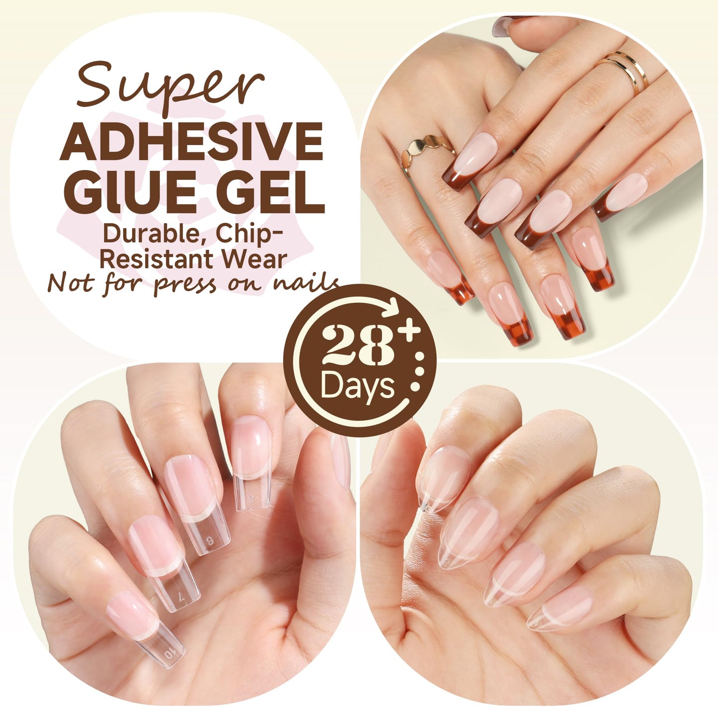 UNA GELLA 6 in 1 Gel Nail Glue for Clear Acrylic Nails Tips, 15ml U V Nail Glue Long Lasting Super Strong Brush for Base Coat, Clear Fake Nails, Beauty and Personal Care UNA GELLA