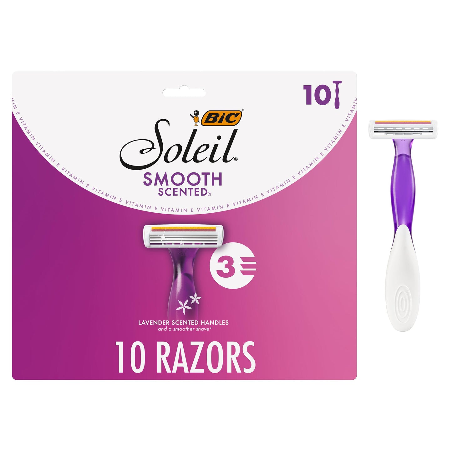 BIC Soleil 3 Scented Women's Disposable 3-Blade Razors, Lavender Scent, Vitamin E Strip, College Dorm Room Essential, Shower Caddy and Toiletry Bag Beauty and Personal Care BIC Default Title