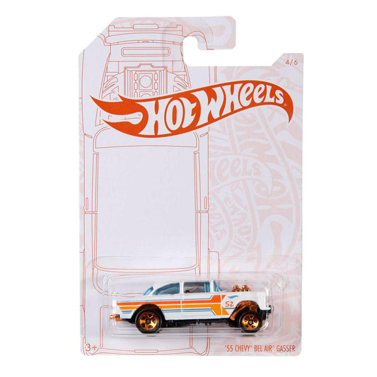 Hot Wheels 2020 Pearl and Chrome 4/6 - '55 Chevy Bel Air Gasser (White)
