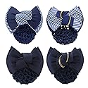 iRIIRIO 4pcs Women Hair Clip with Bowknot Hair Bun Cover Barrettes Net Snood Hairnet Bow Bow-knot Decor Hair Clip Hairnet for Ladies(Blue)