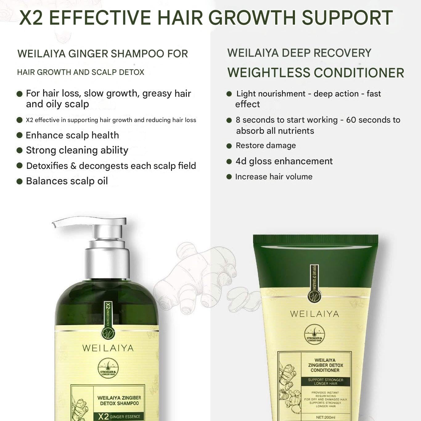 WEILAIYA LUXURY ZINGIBER DETOX SHAMPOO/CONDITIONER