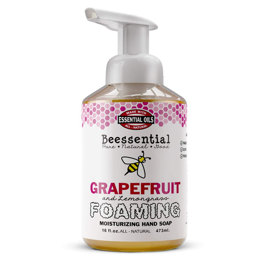 Beessential All Natural Foaming Hand Soap, Grapefruit And Lemongrass Essential Oils, Made with Moisturizing Aloe & Honey - Made in the USA, 16 oz Beauty & Personal Care Beessential