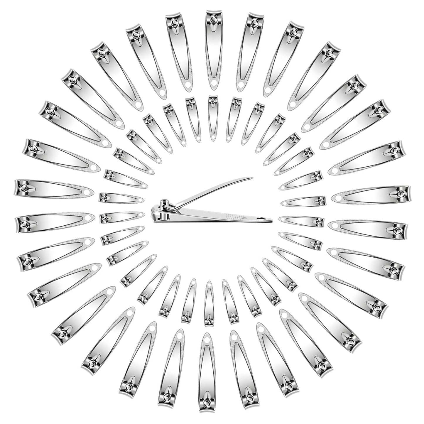 Ayearparty 120 Pieces Nail Clipper Set Flat Toenail Clippers Stainless Steel Fingernails Manicure Pedicure Sturdy Silver Small Trimmer Portable Bulk