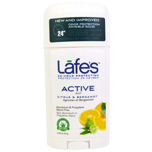 Lafe s Natural Body Care Active Odor Protection Invisible Solid Citrus Bergamot 2 25 oz 63 g Beauty and Personal Care Lafe's