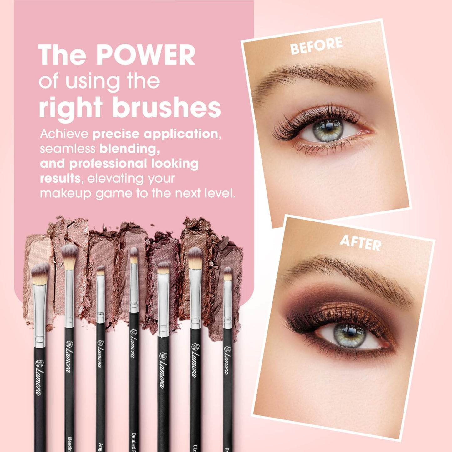 Eye Makeup Brushes Eyeshadow Brush Set - 7pcs Soft Synthetic Brush Kit - For Blending Eyeshadow, Eyeliner, Crease, Eyebrow - Long Lasting, Apply