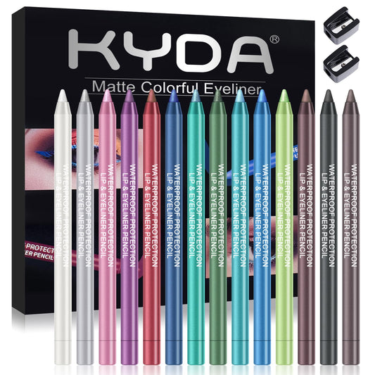 Ownest 14 Colors Eyeliner Pen, Pearl Metallic Eyeliner Pencil Kit, Glitter Eye Liner for Women, Professional Colorful Eye Makeup Pencil Set, Waterline