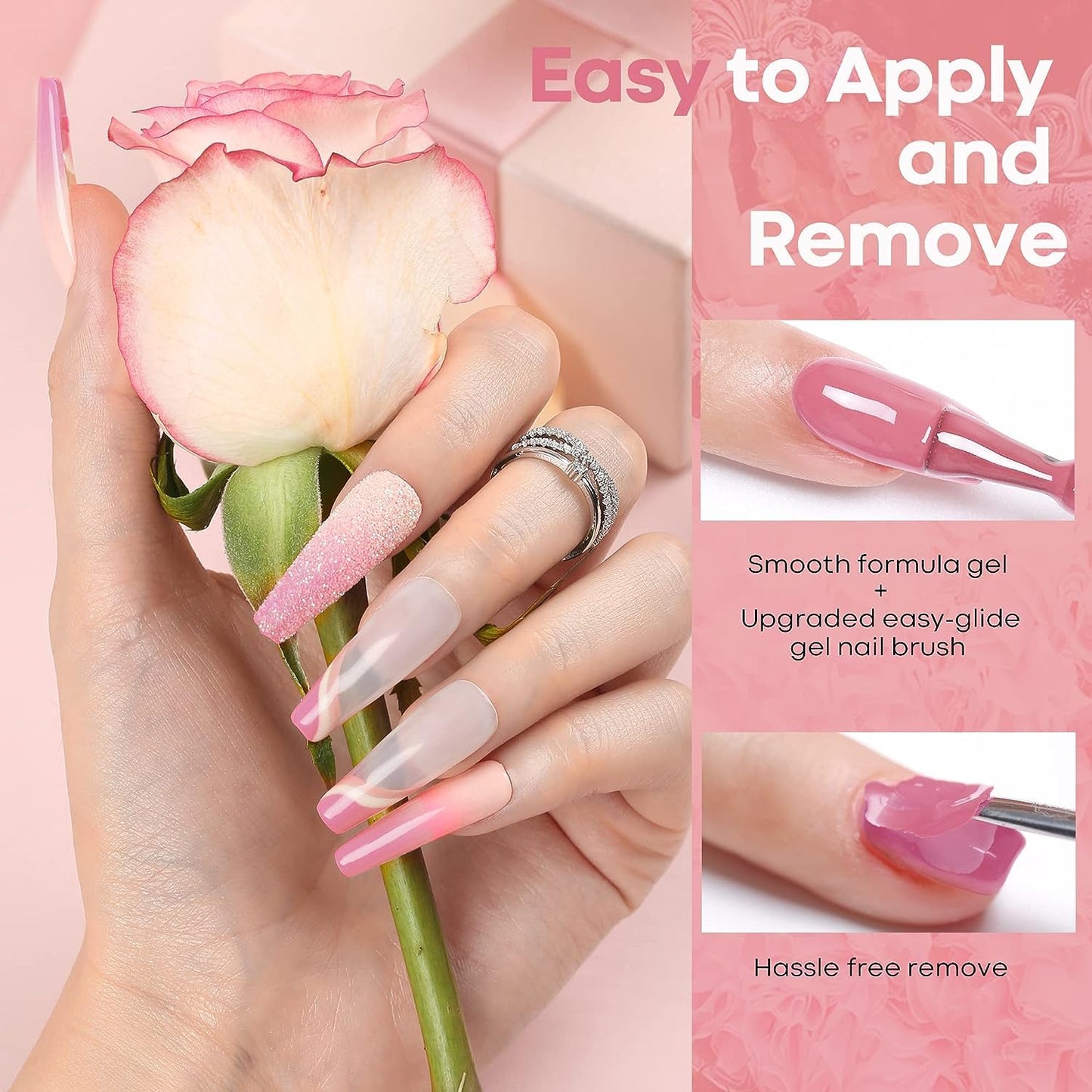 modelones Gel Nail Polish Set, 6 Colors 2026 Mothersday Light Soft Pink White Nude Pink Gel Polish Soak Off Nail Art Design Manicure Kit Salon DIY Beauty and Personal Care modelones