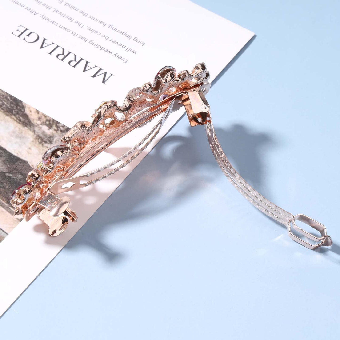 Yheakne Crystal Hair Clip Barrette Purple Rhinestone Hair Barrette Clip Bling Wedding Headpieces Flower Decorative Head Clip Headwear Bride Hair