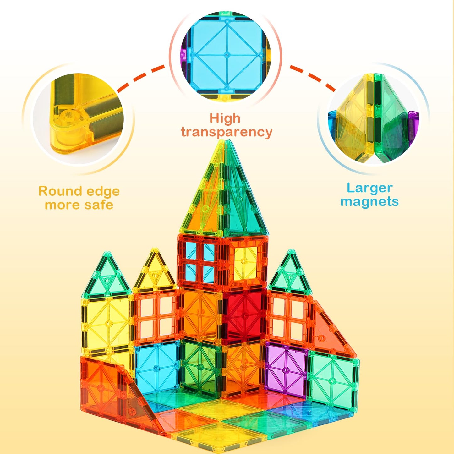 FNJO Magnetic Tiles 110pcs – Magnet Building Blocks Set, STEM Construction Toys for Kids, Montessori Preschool Learning & Classroom Play