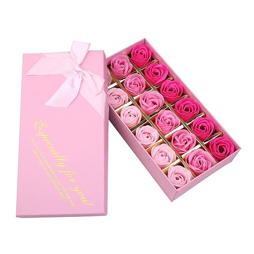 Rotumaty 18 PCS Floral Scented Bath Soap Rose Flower Petals, Plant Essential Oil Rose Soap Set, Best Gifts for Her Women Girls Mom Lover Birthday
