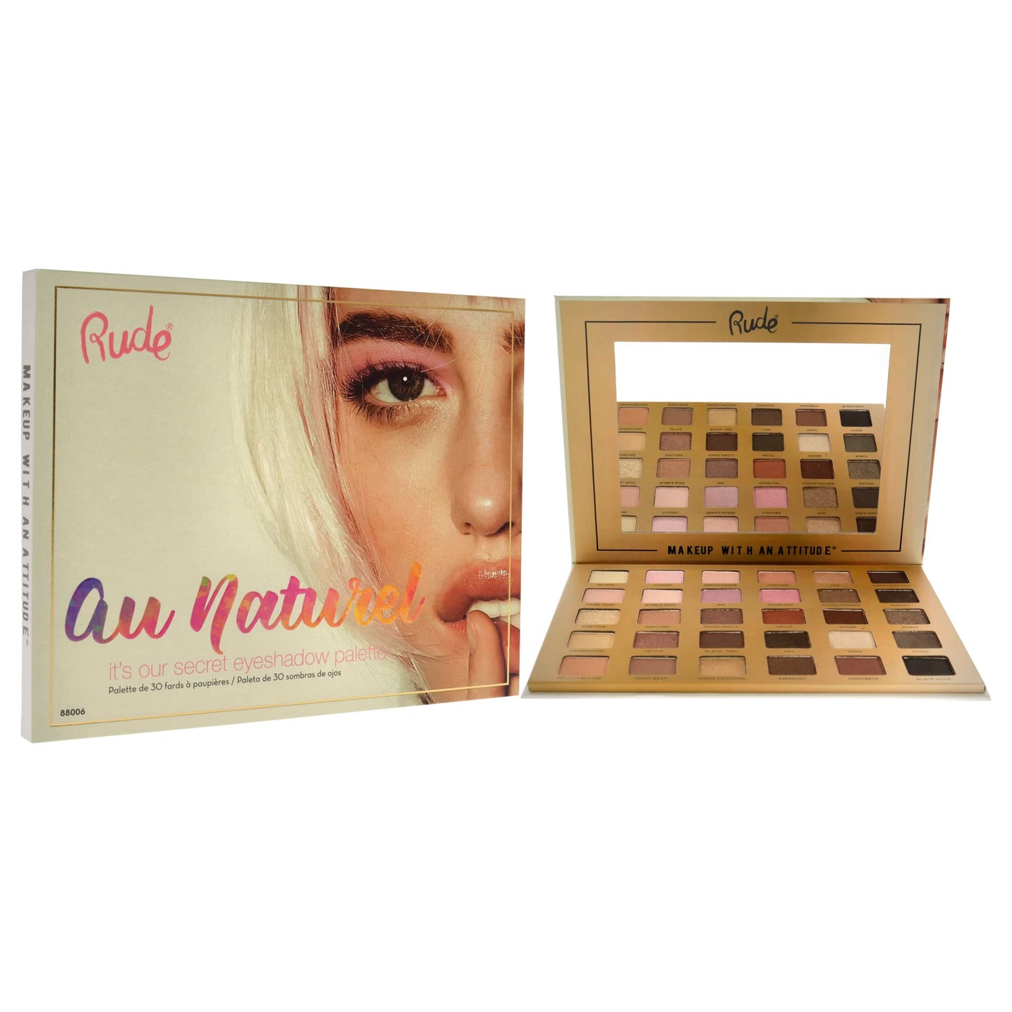 Rude Cosmetics Au Naturel 30 Eyeshadow Palette Eye Shadow Women 1.05 oz