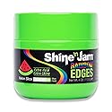 AmPro Shine-n-Jam Rainbow Edges - Strong Hold Curly Hair Gel for Women - Styling Gel for Women - Strengthens with Silk Protein - Melon Slice - 4 oz
