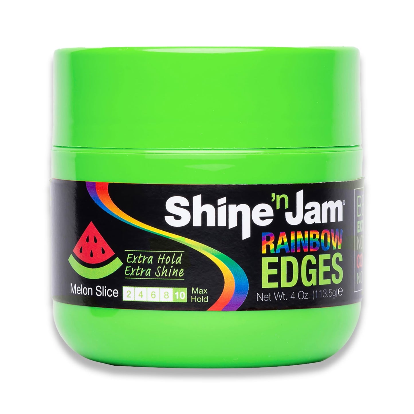 AmPro Shine-n-Jam Rainbow Edges - Strong Hold Curly Hair Gel for Women - Styling Gel for Women - Strengthens with Silk Protein - Melon Slice - 4 oz