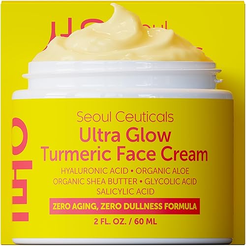 SeoulCeuticals Korean Skin Care Turmeric Cream - Face Moisturizer for Dull Dry Skin - Korean Skincare K Beauty for Glass Skin 2oz