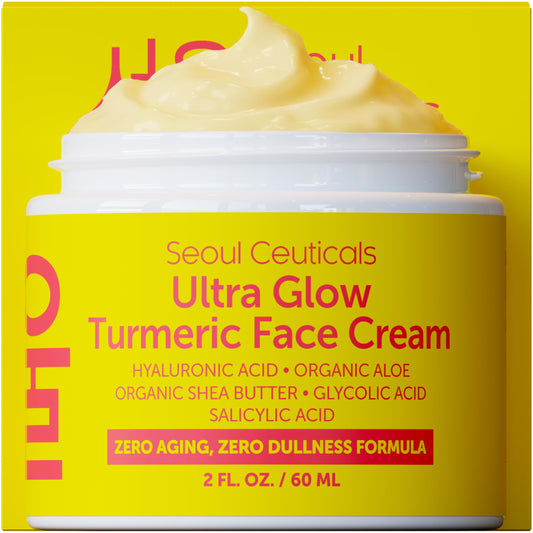 SeoulCeuticals Korean Skin Care Turmeric Cream - Face Moisturizer for Dull Dry Skin - Korean Skincare K Beauty for Glass Skin 2oz