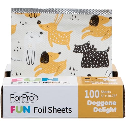 ForPro Professional Collection FUN Doggone Delight 5" Foil Sheets, Aluminum, Pop-Up Foil Dispenser, Hair Foils for Color Application & Highlighting