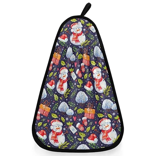 visesunny Merry Christmas Snowman Hand Towel for Kitchen Bathroom Decor Soft Absorbent Cotton Dish Towel with Hanging Loop Botton Cleaning and Drying…