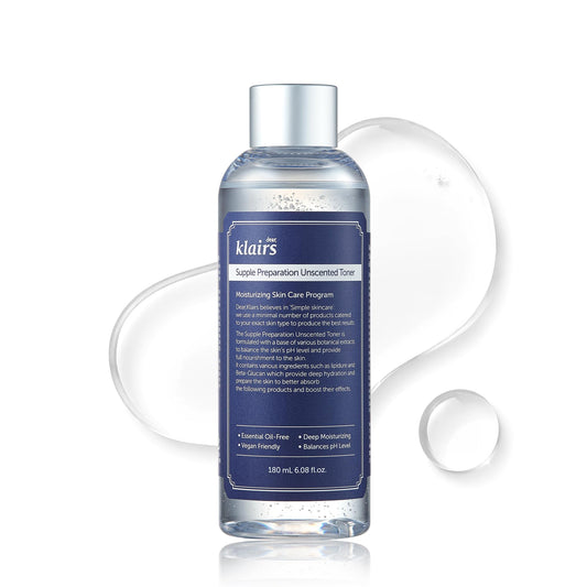 [KLAIRS] Supple Preparation Unscented Toner 6.08 fl oz, Hydrating, Fast Absorbing, Non-Irritating, Fragrance-free, K-beauty Routine