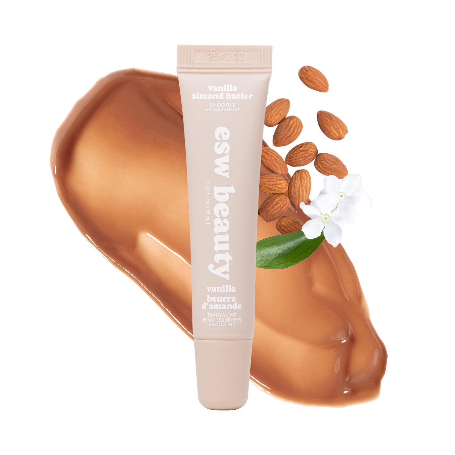 ESW Beauty Vanilla Almond Butter Lip Treatment - Light Caramel Brown Tint with Shea Butter, Vitamin E, Vanilla & Almond for Enhanced Protection & Skin