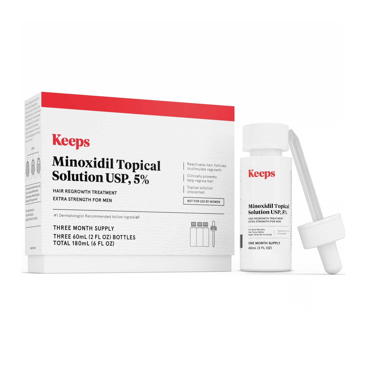 Keeps Minoxidil Solution 5% for Men, 3 Month Supply (3 x 2 fl oz Bottles) Beauty and Personal Care Keeps Default Title