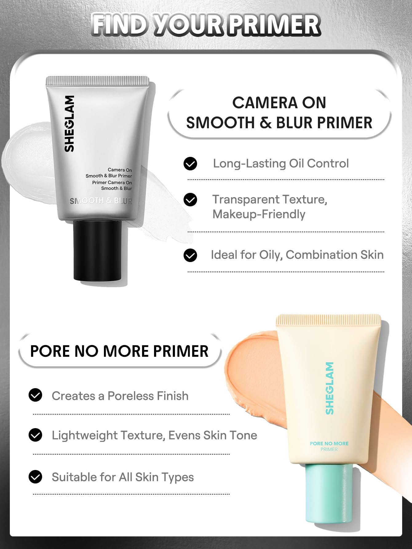SHEGLAM Camera On Smooth & Blur Primer Mattifying Makeup Base Primer for Smoothing Skin Beauty and Personal Care SHEGLAM
