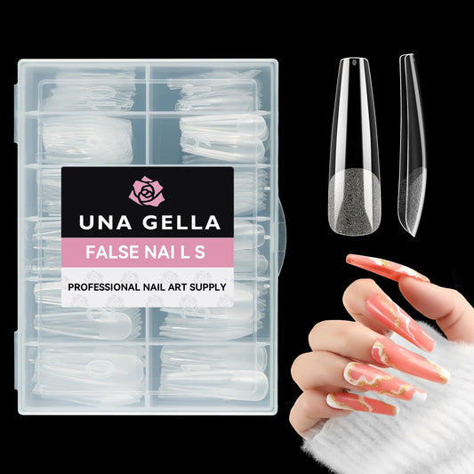 UNA GELLA Extra Long Coffin Nail Tips XXL Soft Gel Nail Tips Coffin 120pcs Pre-shape Press On Nails No C Curve Full Cover Ballerina Nail Tip Clear Beauty and Personal Care UNA GELLA Default Title