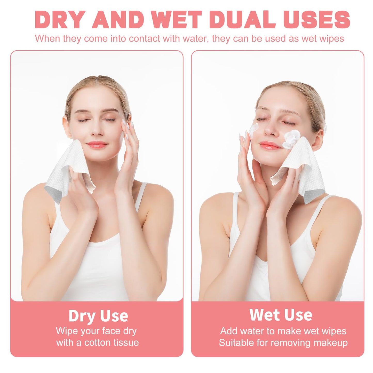 100 Count Disposable Face Towel, Ultra Soft & Thick Washcloths, Biodegradable Facial Towels for Sensitive Skin, Makeup Remover Dry Wipes, Lint-Free Beauty and Personal Care WMQL