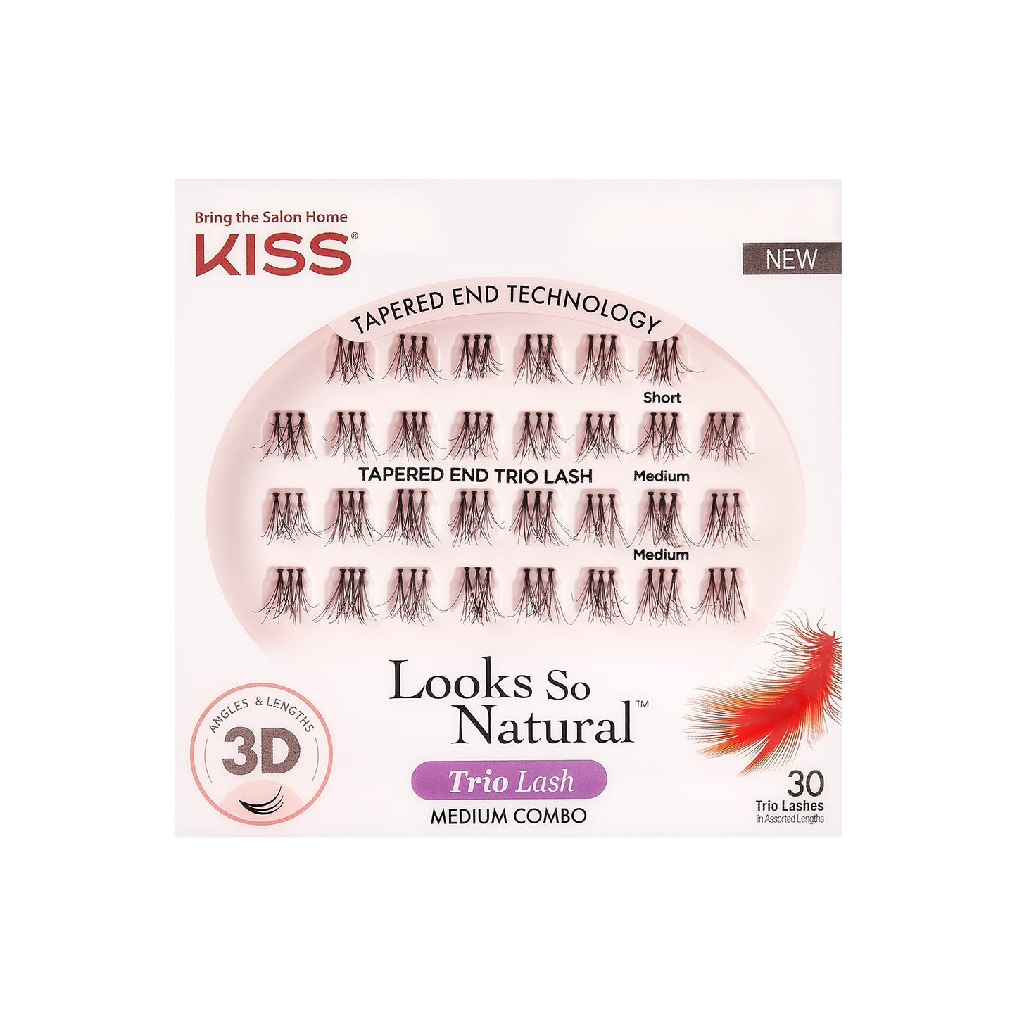 KISS Looks So Natural False Eyelashes Multipack, Lightweight & Comfortable, Tapered End Technology, Reusable, Cruelty-Free, Contact Lens Friendly