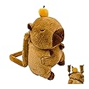 semmoi Capybara Plush Daypack - Kawaii Backpack, Y2K Aesthetic, Cute Daypack, Lightweight (Brown)