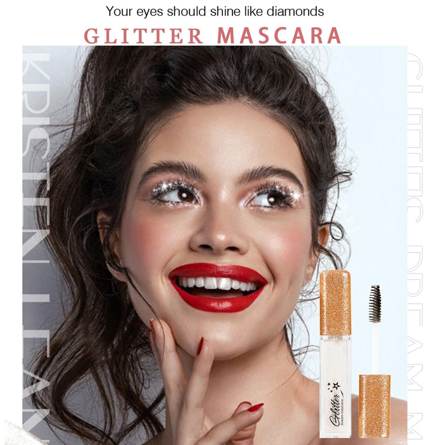 MIESCHER Silver Mascara for Eyelashes, Waterproof, Long-lasting, Diamond Glitter, Lengthening, Curling
