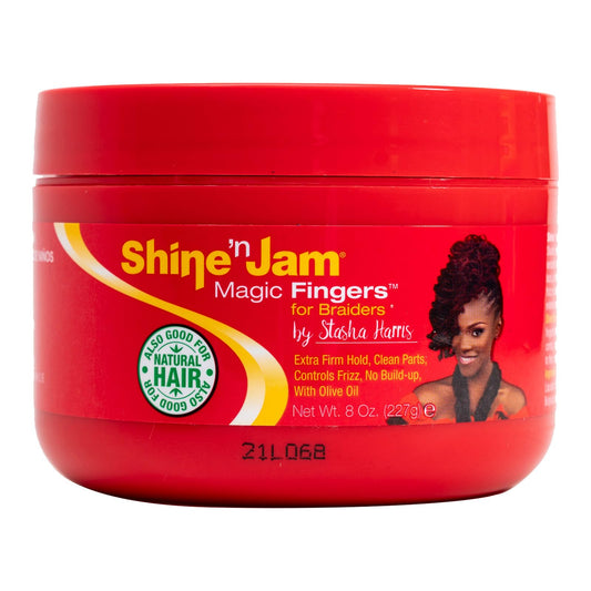 AmPro Shine-n-Jam Magic Fingers Gel for Braids - Provides Firm Hold with Non-Greasy Shine - Strengthens Hair with Silk Proteins - Works on Any Hair
