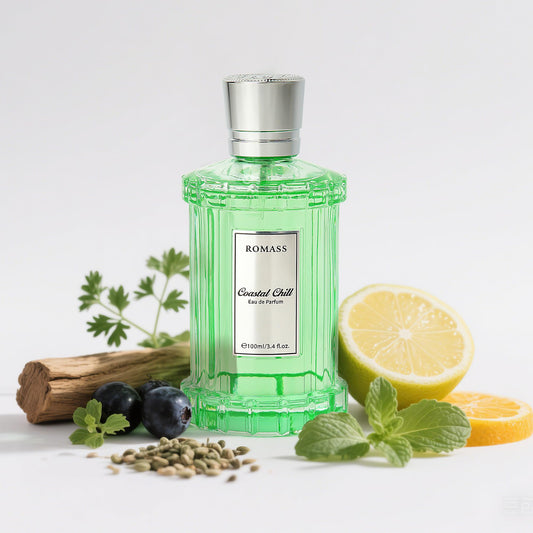 ROMASS Coastal Chill Eau de Parfum 8+hours Unisex Fragrance with Frosted Bergamot, Tidepool Moss & Sun-Bleached Ambergris | 3.4oz/100ml Beauty & Personal Care ROMASS