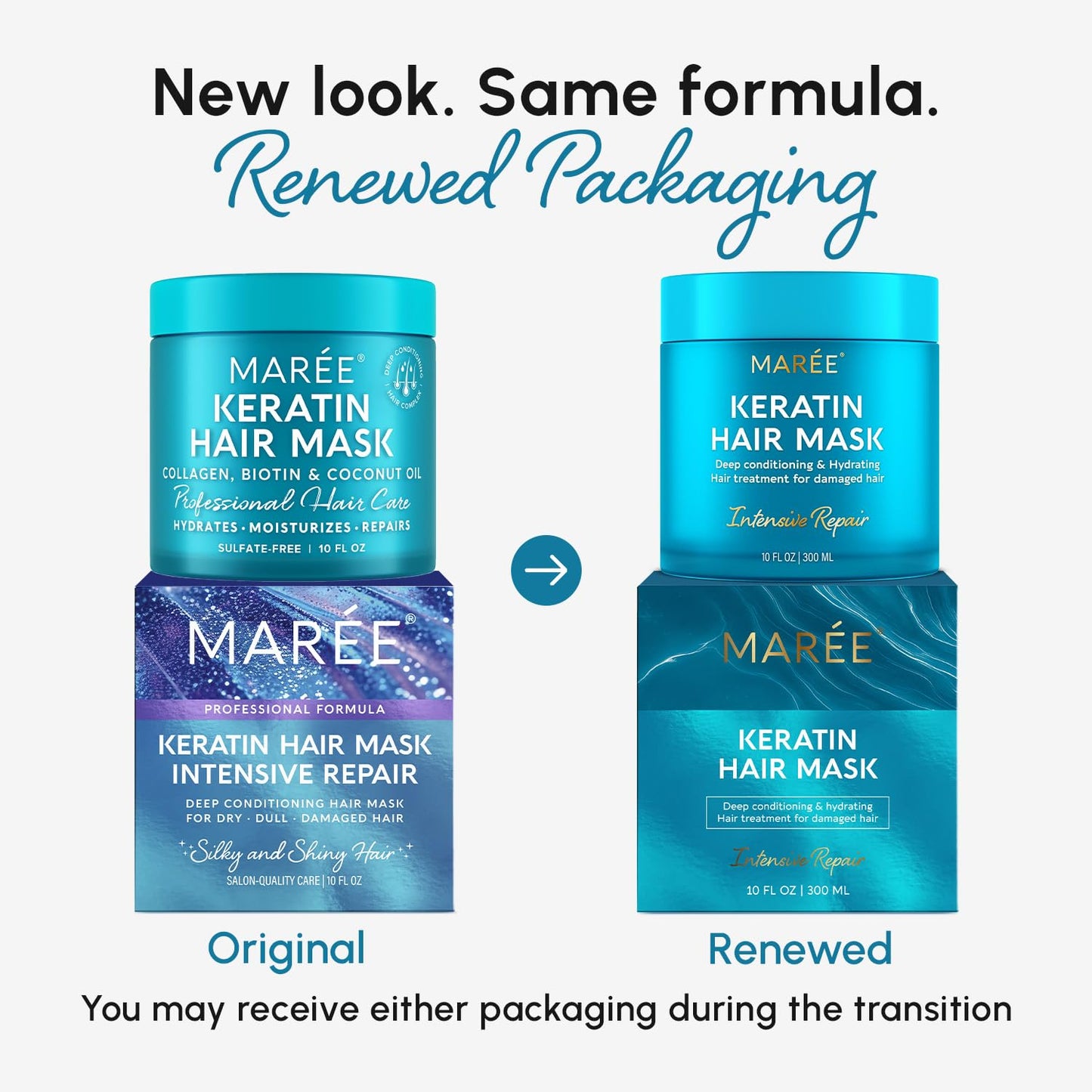 MAREE Deep Conditioning Hair Mask for Damaged Hair Treatment - Keratin Hair Care for Hydrating Growth Repair Moisturizing - Dry Curly Color Refreshing