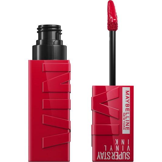 Maybelline Super Stay Vinyl Ink Longwear No-Budge Liquid Lipcolor Makeup, Highly Pigmented Color and Instant Shine, Wicked, Cool Red Lipstick, 0.14 fl