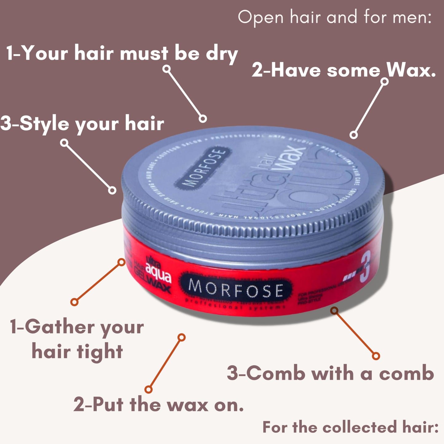 Morfose Ultra Aqua Hair Gel Wax with Shiny and Strong Flexible 3 Hold, Manage Flyaways, Braids, and Curls, Hair Styling for Women and Men, Strawberry