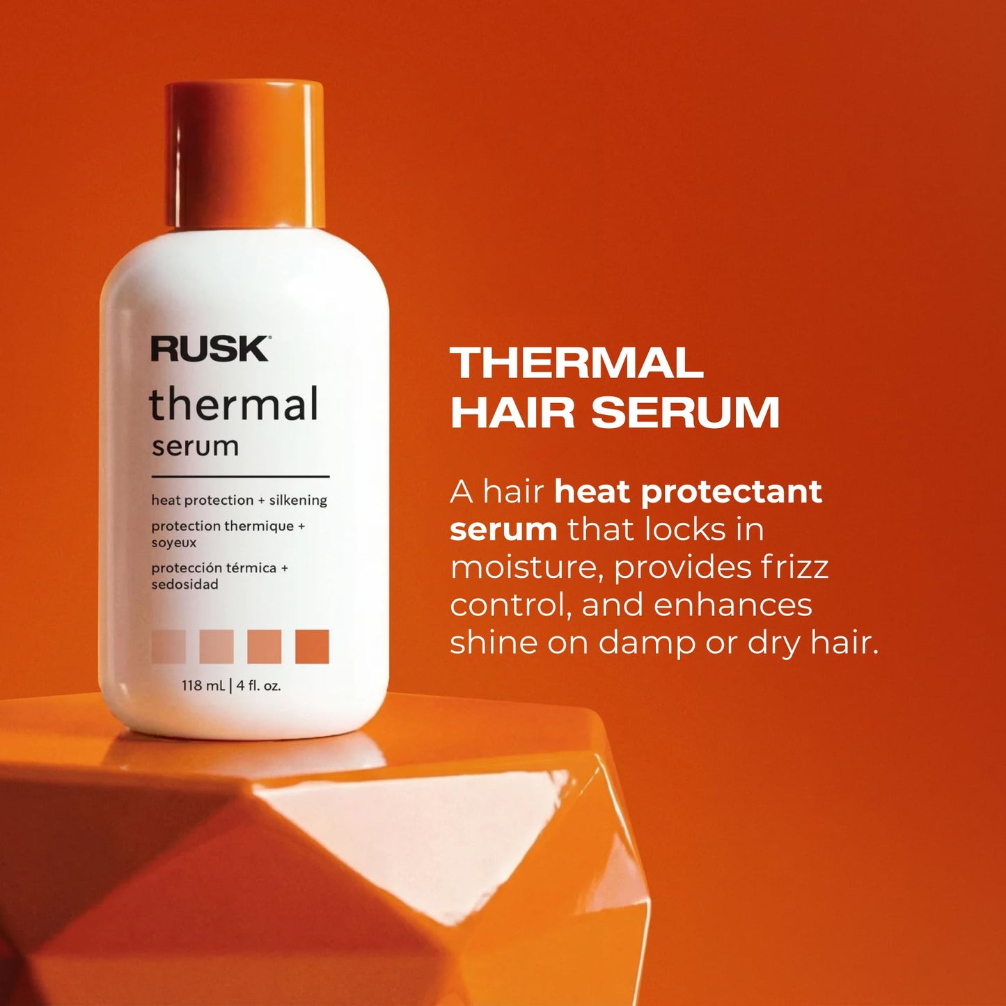 RUSK Thermal Serum - Heat Protectant Treatment for Frizz Control - Smoothing with Added Shine, Moisture & Cuticle Sealing - Lightweight Anti-Humidity