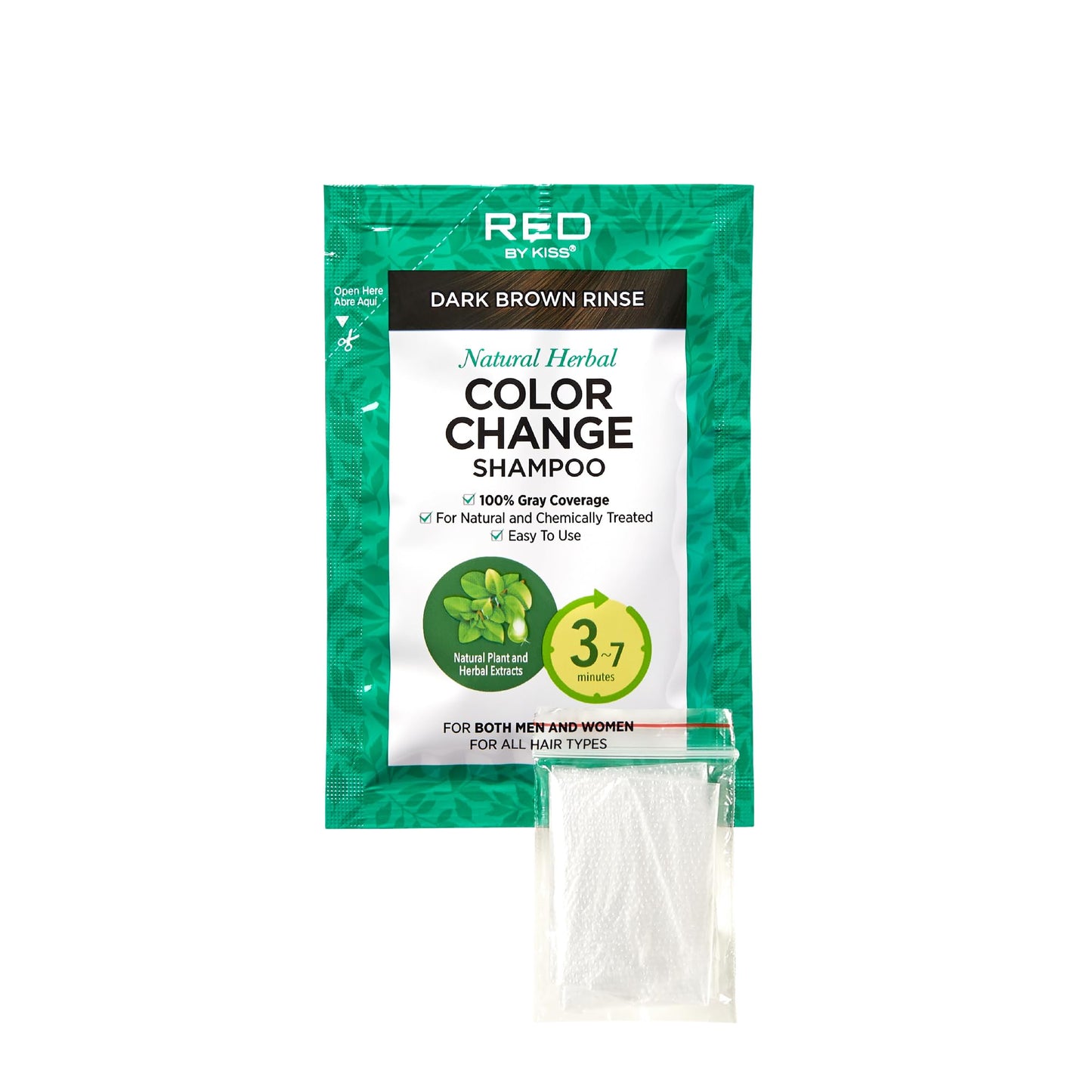 Red by Kiss Color Change Shampoo - Permanent Hair Color with 100% Gray Coverage, Quick 7-10 Minute Formula, No Tools Needed, Herbal Extracts, Includes