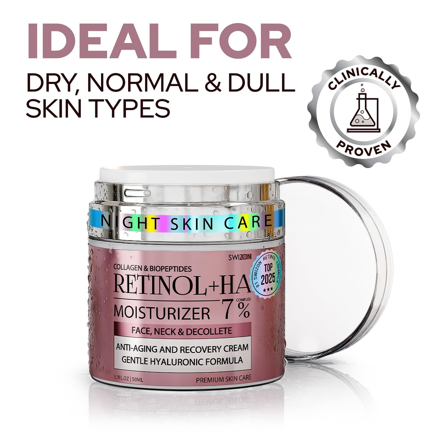 Retinol Face Cream - Premium Anti-Aging Moisturizer w/Collagen, Hyaluronic & Centella for Youthful Radiance - Firming, Tightening & Hydrating Skincare