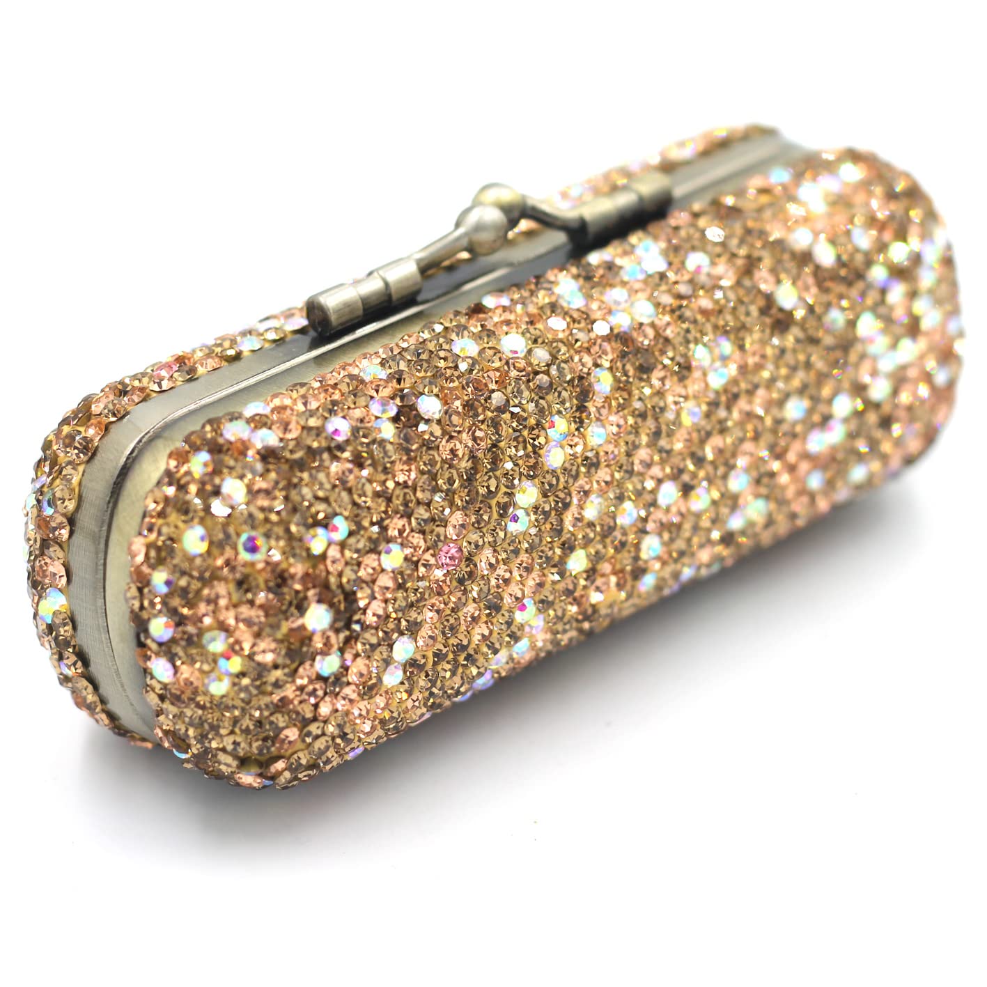 Bestbling Bling Rhinestone Crystal Lipstick Case Holder Organizer bag Cosmetic Storage for Women's Lipstick Jewelry Kit (Gold)