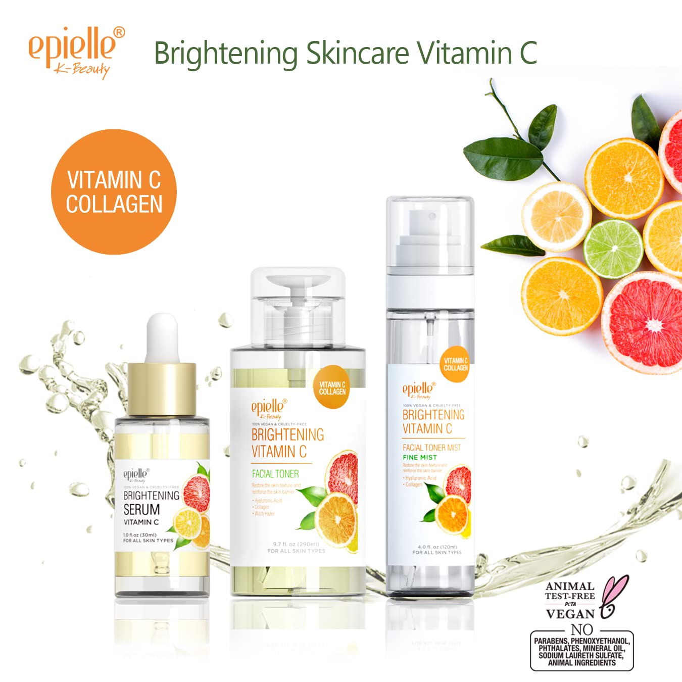 Epielle Vitamin C Serum with Collagen & Hyaluronic Acid, Restore Hydration & Reduce Dark Spots, Vegan & Cruelty-Free, Korean Skin Care, 1.0 fl oz