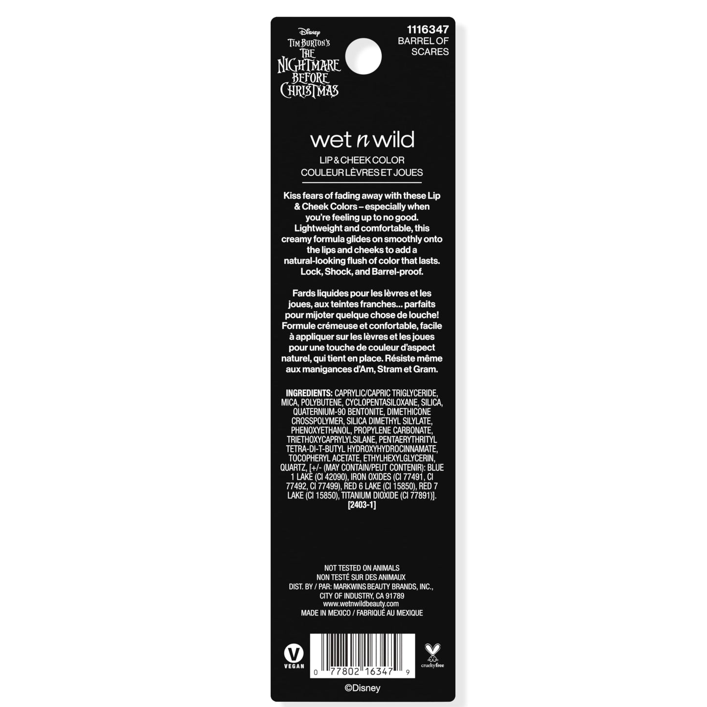 wet n wild Nightmare Before Christmas Lip & Cheek Color-Barrel of Scares