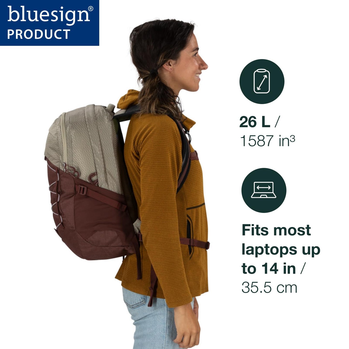 Osprey Quasar 26L Commuter Backpack, Alpaca Tan/Latte Brown Heather