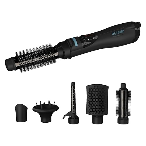 Revamp Progloss Airstyle 6-in-1 Hot Air Multi Styler - Hair Dryer Brush for Wet or Dry Hair Styling - Ceramic Barrel Infused with Progloss Oils