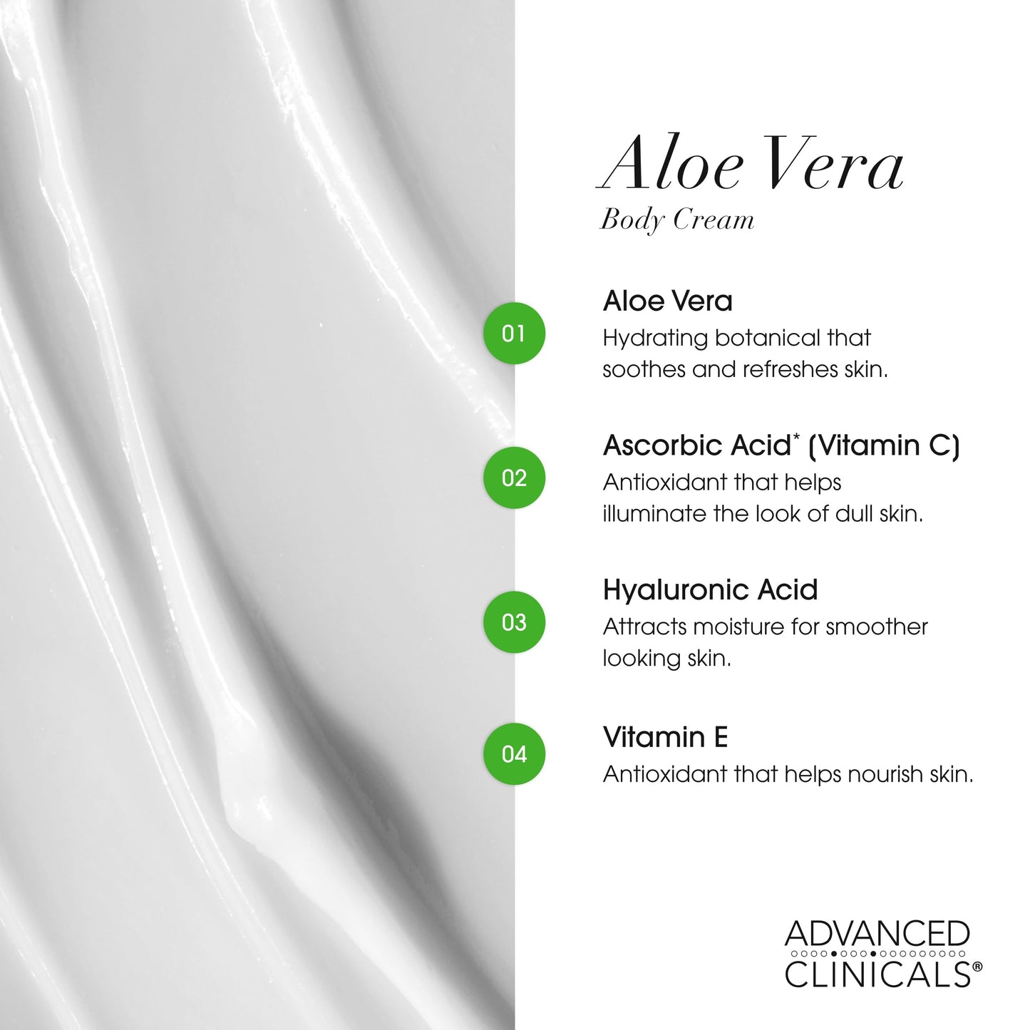 Advanced Clinicals Aloe Vera Lotion Skin Care Relief | Vitamin E Infused Hyaluronic Acid Moisturizer & Vitamin C Body Lotion For Women & Men Helps