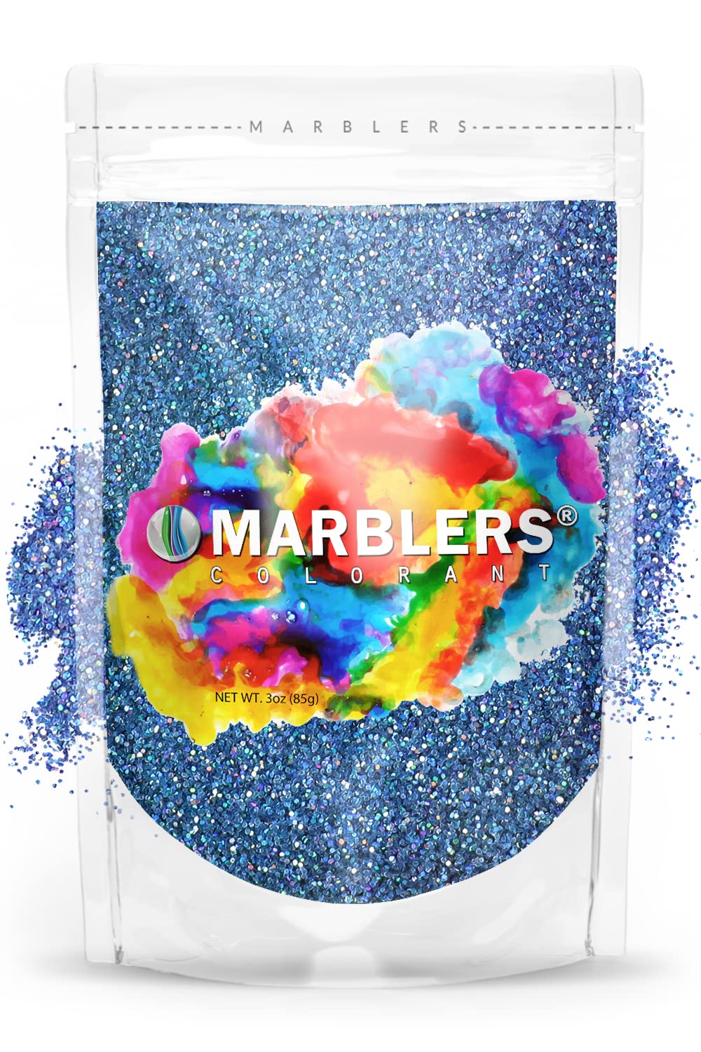 MARBLERS Holographic Glitter [Holo Denim] 3oz (85g) | Fine | Non-Toxic, Vegan, Cruelty-Free | Face, Body, Eyeshadow, Hair, Festival, Party Makeup |