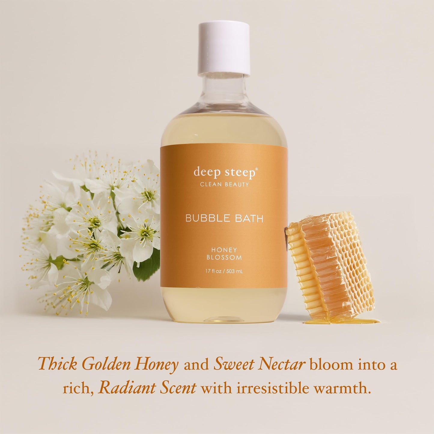 Deep Steep Bubble Bath, Honey Blossom 17 oz (Pack of 2) - Hypoallergenic, Clinically Tested Soothing Soak with Shea Butter & Argan Oil - Sulfate-Free