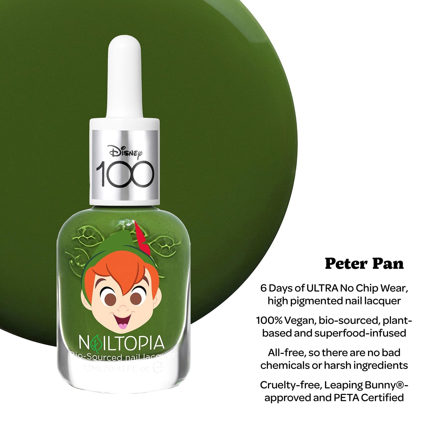Nailtopia Bio-Sourced Chip Free Nail Lacquer Disney Collection Peter Pan - Superfood-Infused Polish - Chip Resistant Formula - Quick-Dry, Long Lasting Beauty & Personal Care Nailtopia